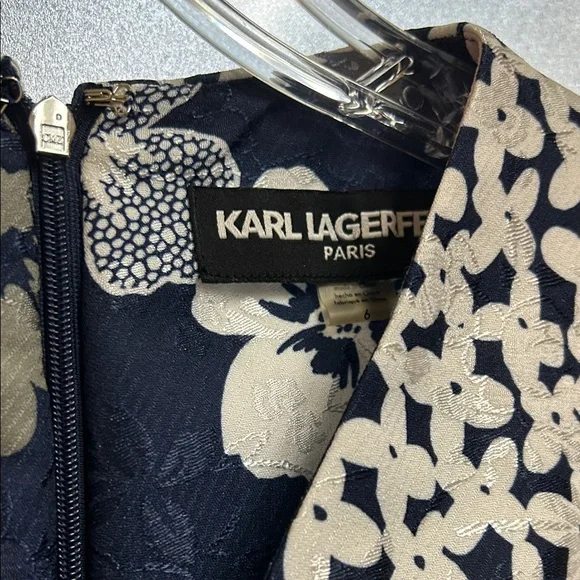 Karl Lagerfeld Navy Floral Midi Dress - Picture 2 of 3